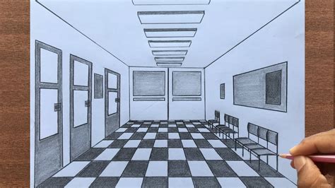 One Point Perspective Drawing Classroom