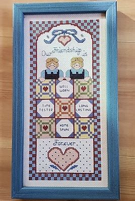 Finished Framed Friendship Quilt Counted Cross Stitch Piece EBay