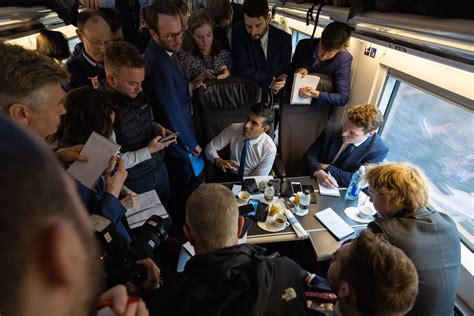 The Prime Minister Talks To The Media On The Train To Pari Flickr