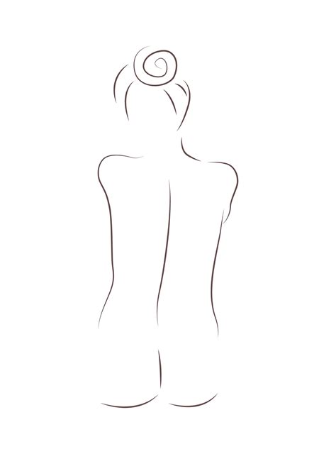 Beautiful Naked Woman Sitting Back Female Body Line Drawing Silhouette Vector Illustration