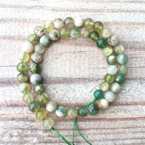 8mm Green Flower Agate Beads Round Flower Agate Etsy