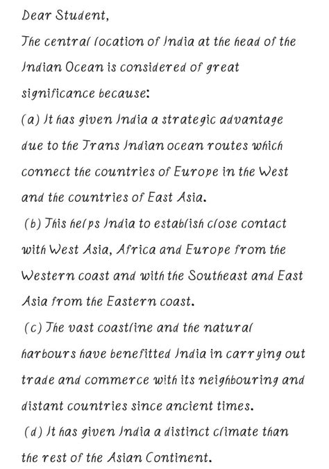 Please Explain Me This Answer The Central Location Of India At The