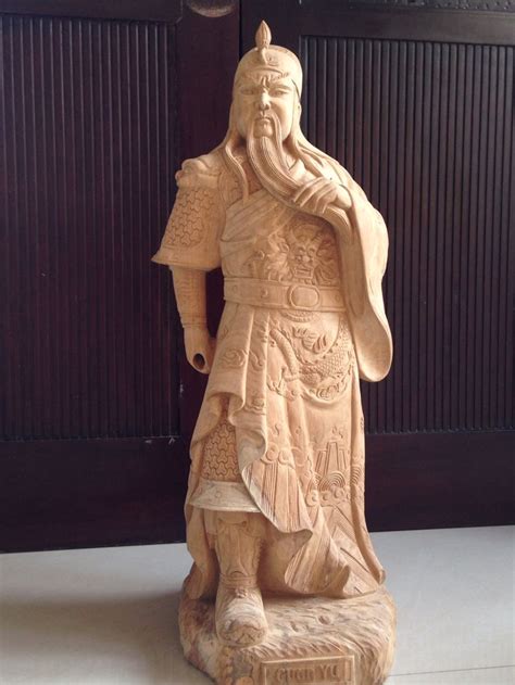 Hand Carved Guan Yu Statue Made From Solid Teak Wood By Dkardono For