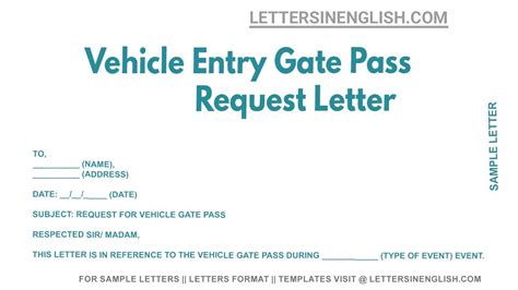 Vehicle Entry Gate Pass Request Letter Sample Letter For Vehicle Gate Pass During Event Youtube