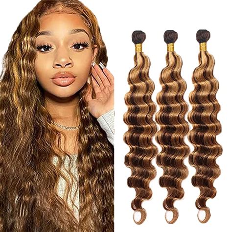 P427 Human Hair Bundles Ombre Deep Wave Bundles Highlight