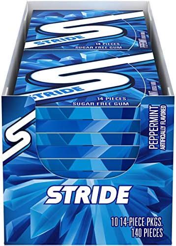 Stride Peppermint Sugar Free Gum 10 Packs Of 14 Pieces 140 Total