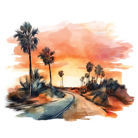 Premium AI Image | watercolor sunset scenery