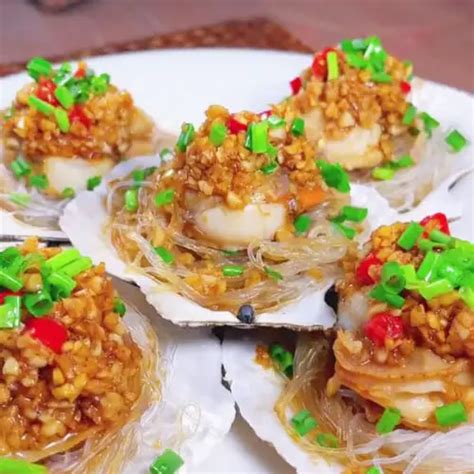 Steamed Scallops With A Savory Spicy Sauce Plus Glass Noodles