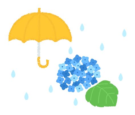 梅雨・紫陽花（あじさい）と雨のイラスト 無料のフリー素材 イラストエイト