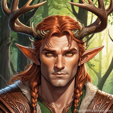 Male Wood Elf Druid With Elk Antlers Stable Diffusion Online