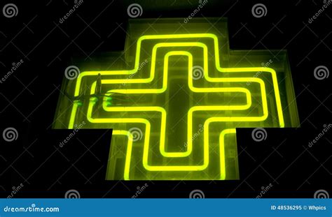 Pharmacy Neon Green Cross Stock Image Image Of Assistance 48536295