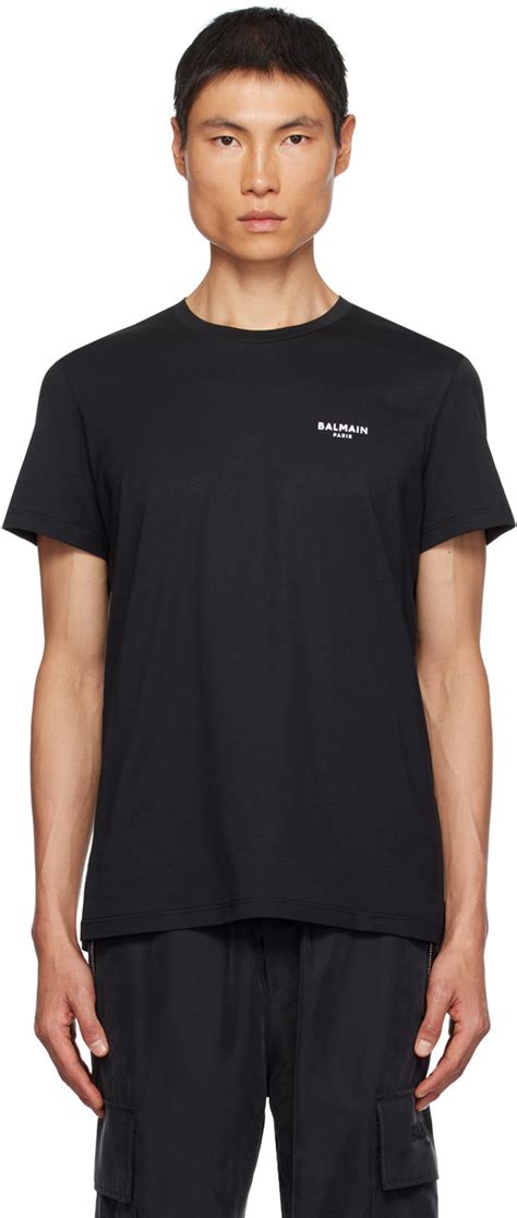 Balmain Black Flocked T Shirt Ssense Canada