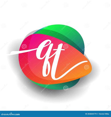 Letter Qt Logo With Colorful Splash Background Letter Combination Logo