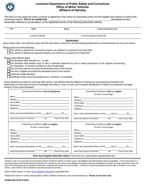 Form Dpsmv1696 Fill Out Sign Online And Download Fillable Pdf Louisiana Templateroller