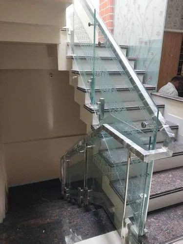 Stairs Stainless Steel Toughened Glass Railing For Residential