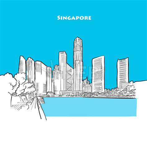 Drawing Of Singapore Downtown Instant Download Vector Sketch