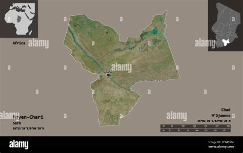 Forma de Moyen Chari región de Chad y su capital Escala de distancia