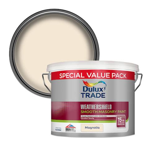 Dulux Trade Weathershield Smooth Masonry Paint Magnolia L Leyland Sdm