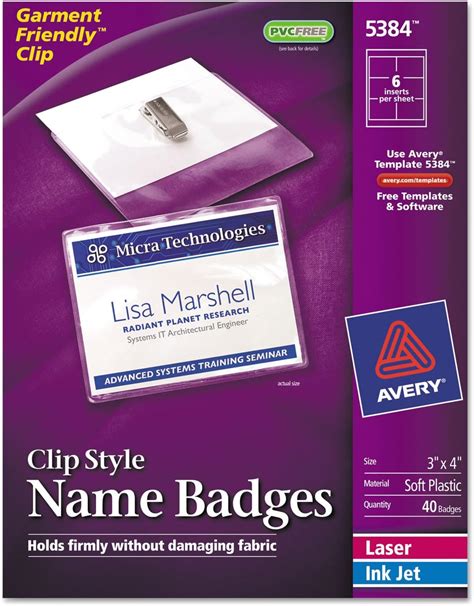 Amazon Avery Name Badges W Clip Top Load Inch X Inch