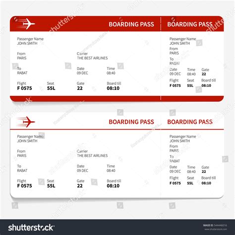 Red And White Boarding Pass Vector Illustration Royalty Free Stock