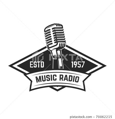 Music Radio Emblem Template With Retro Style Stock Illustration