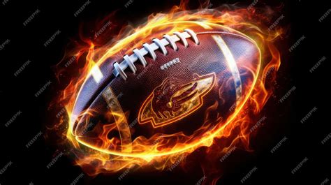 Premium Photo American Football Ball With Fire Flame Illustration