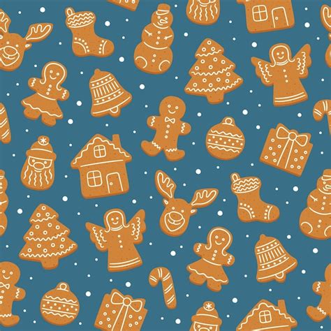 Premium Vector Seamless Pattern Of Gingerbread Cookies For Christmas