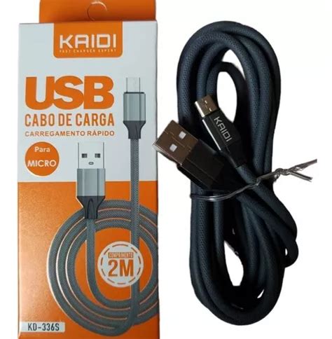 Cable USB Con Microcargador KD 336s Fuerte Y Reforzado 2 Metros