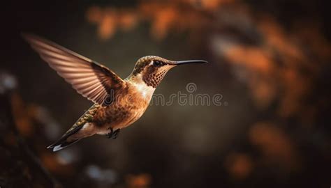 hummingbird flapping wings hovering mid air vibrant colors generated