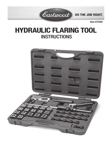 Eastwood Hydraulic Tubing Flaring Tool Set Instructions Manualzz