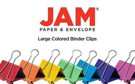 Jam Paper Colorful Binder Clips Large 1 12 Inch 41 Mm White