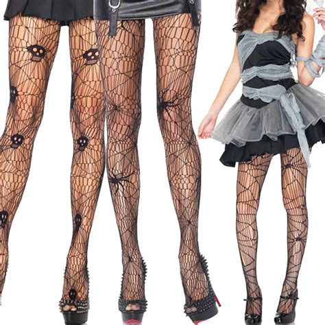 Halloween T Skull Spider Web Net Pantyhose Stockings For Women Adult