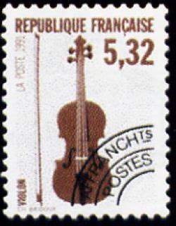 Les instruments de musique préoblitéré Timbres de France émis en 1992