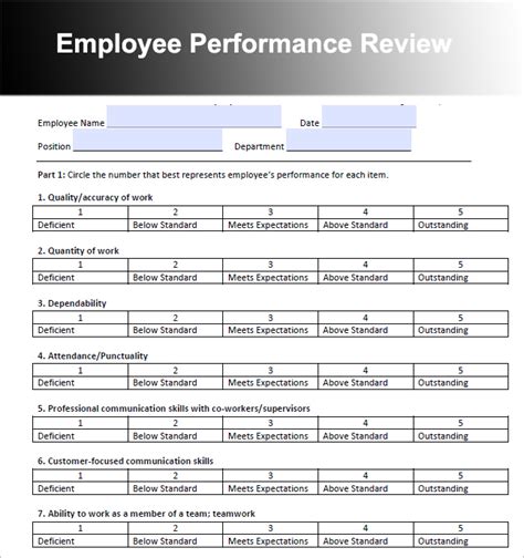 Template For Employee Review – printable schedule template