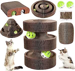 Encoun Grattoir Chat Carton Griffoir Avec Clochette Pliable Magic