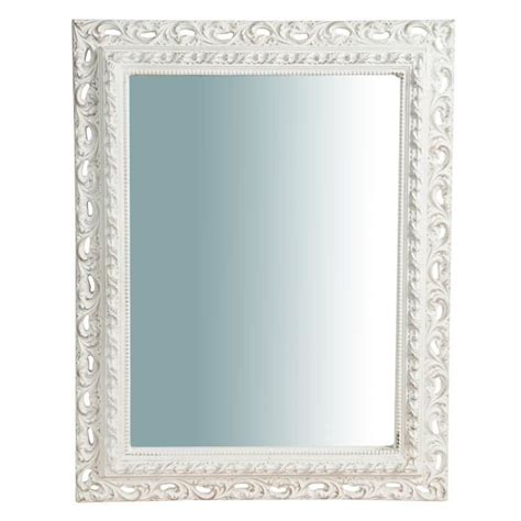 Biscottini Miroir Mural Vertical Horizontal En Bois Finition Blanc