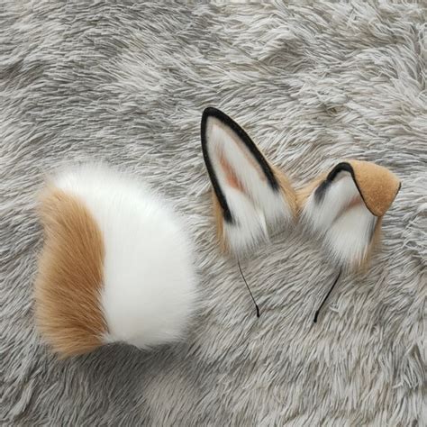 Furry Rabbit Ears Tail Kit Cosplay Headdress Hairband Cosplay Etsy