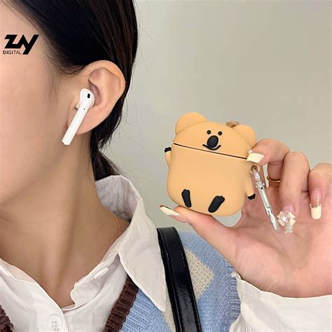 可愛柿子熊耳機殼 適用airpods 3代 Pro 2代保護套1 2代 Pods Pro蘋果藍牙耳機套 火爆小紅書 禮物 蝦皮購物