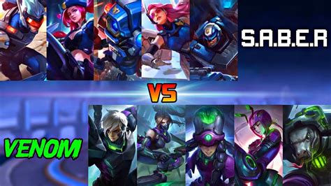 S A B E R Squad Vs V E N O M Squad Mobile Legends Saber Vs Venom 1vs1