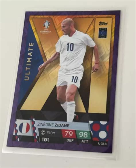 CARTE TOPPS MATCH Attax Uefa Euro 2024 Zidane Uxi8 Ultimate Purple