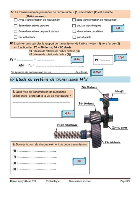 2 ème Sciences Technologie Devoirs de synthèse Technologie trimestre 3