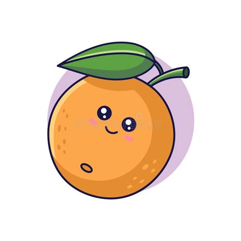 Cute Kawaii Orange Character Vector Hand Drawn Cartoon Icon