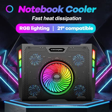 RGB Laptop Cooler With Dual USB Port 5 Cooling Fans Laptop Cooling Pad