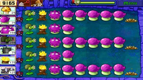 Plants Vs Zombies Survival Night Using Shroom Stratrgy Challenge In