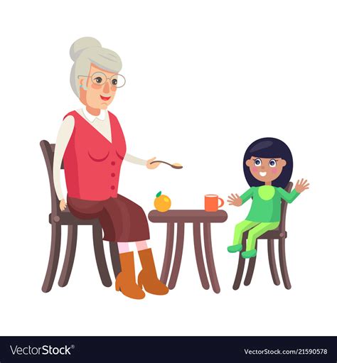 Grandmother And Granddaughter Royalty Free Vector Image