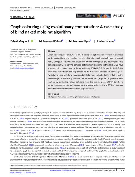 Graph Colouring Using Evolutionary Computation A Case Study Of Blind