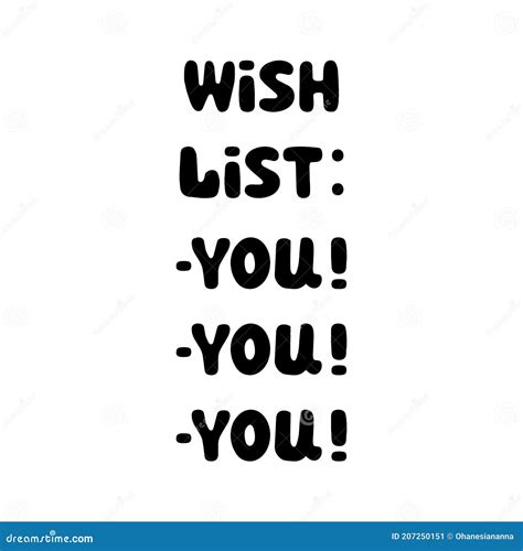 Wish List You Handwritten Roundish Lettering Isolated On White