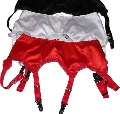 White Satin 6 Strap Suspender Belt