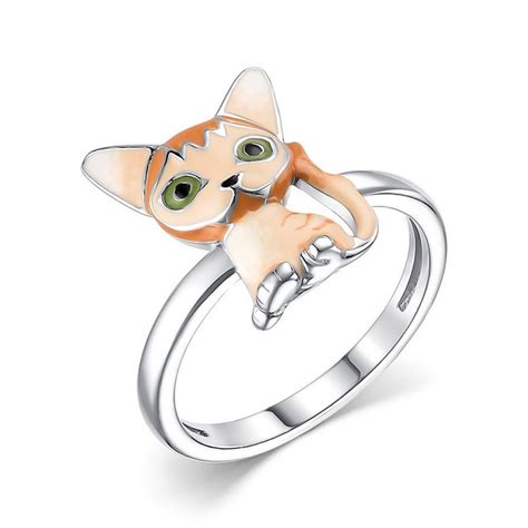 DEWI Кольцо KIDS Кошечка детское из серебра 925 пробы / с эмалью и ...