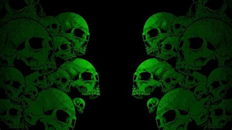 Green Horror Skulls Black Background Hd Green Wallpapers Hd